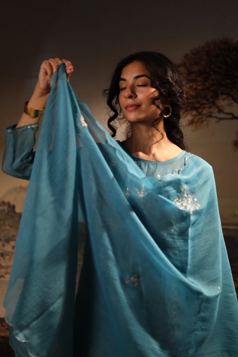 Turquoise midnight dupatta