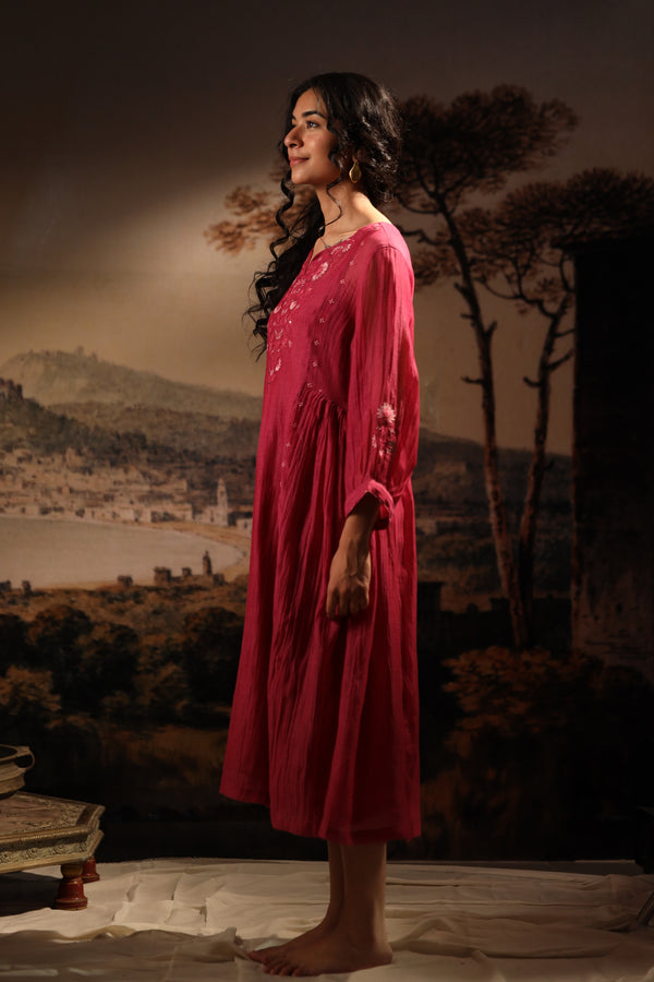 Hotpink juhi yoke dress