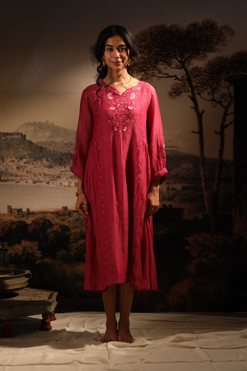 Hotpink juhi yoke dress