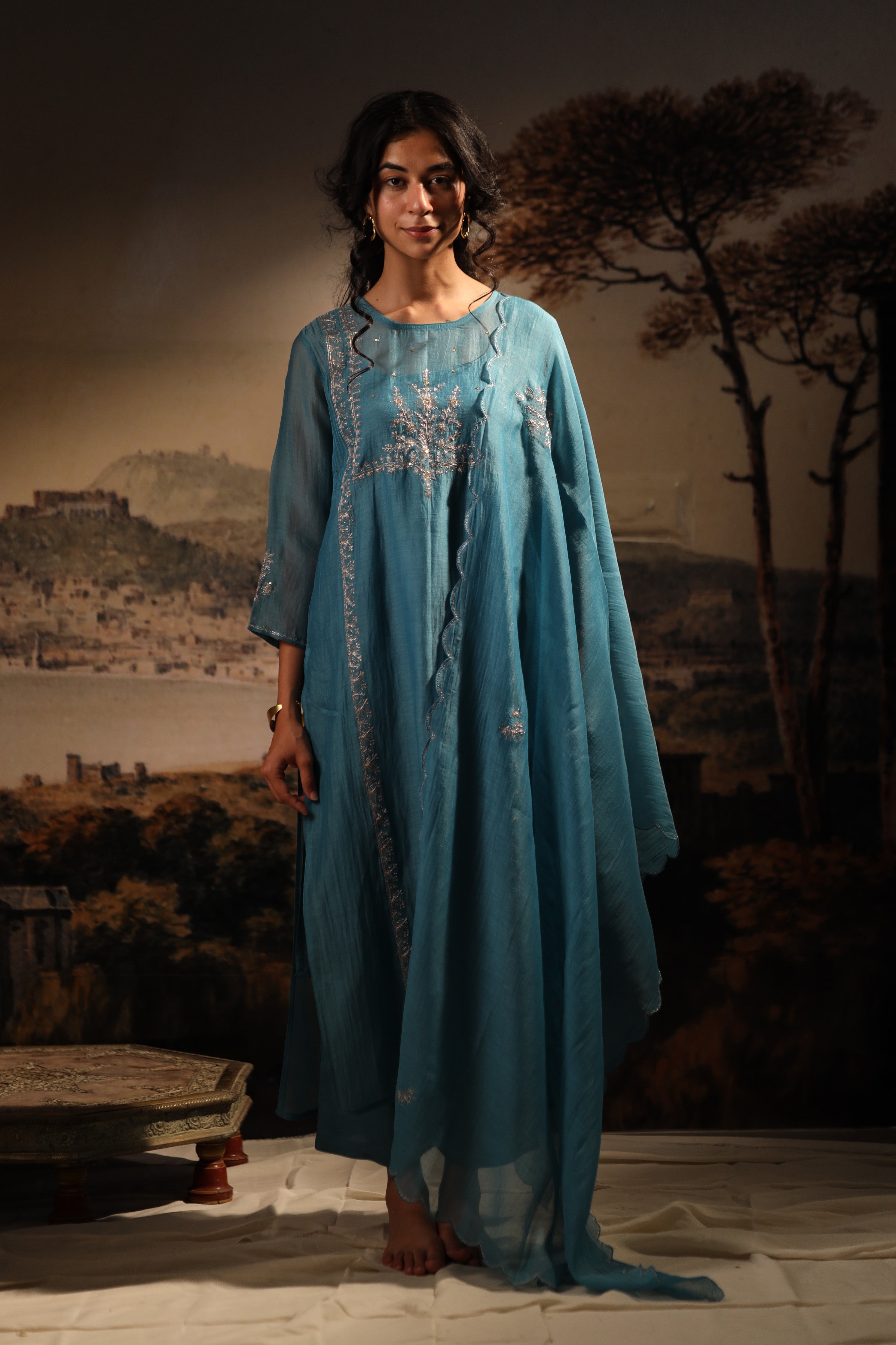 Turquoise midnight dupatta