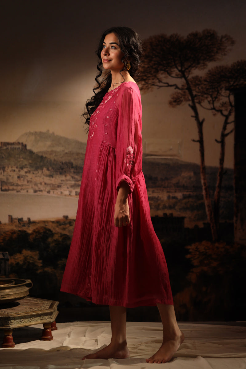 Hotpink juhi yoke dress