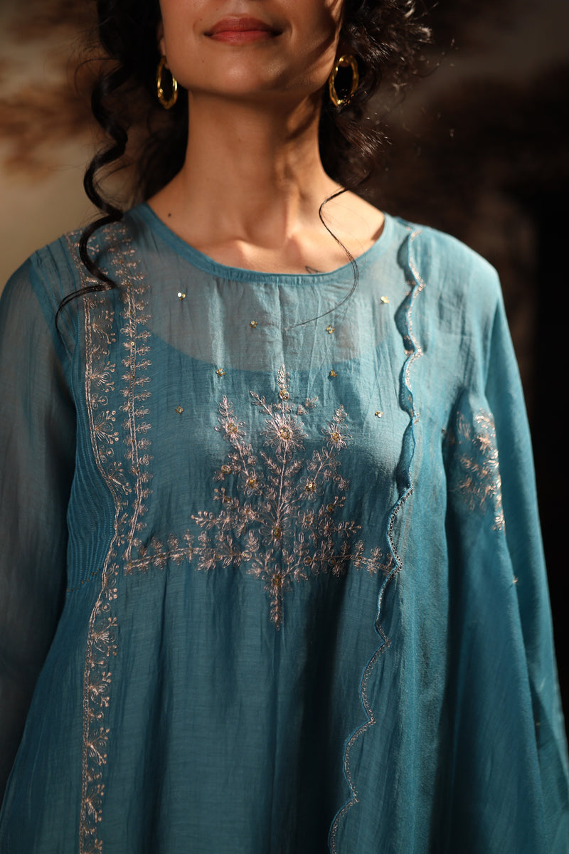 Turquoise midnight dupatta