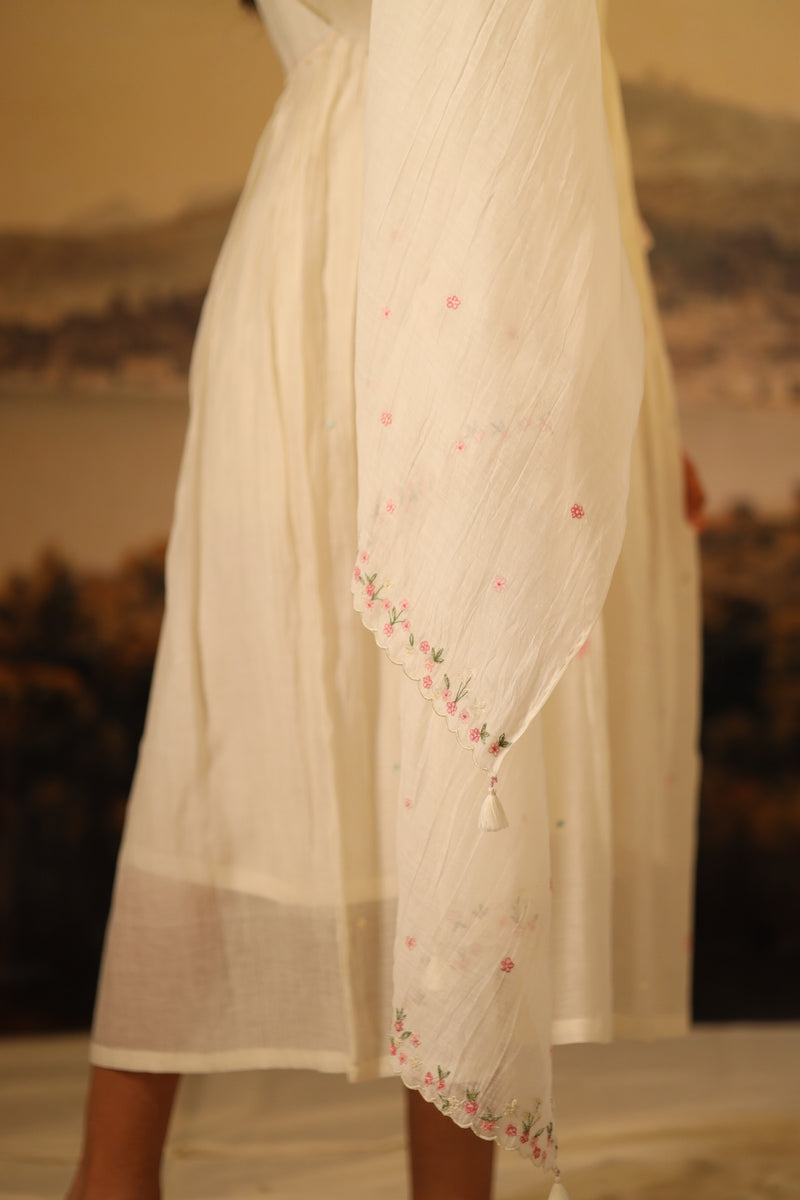 Ivory embroidered Scarf