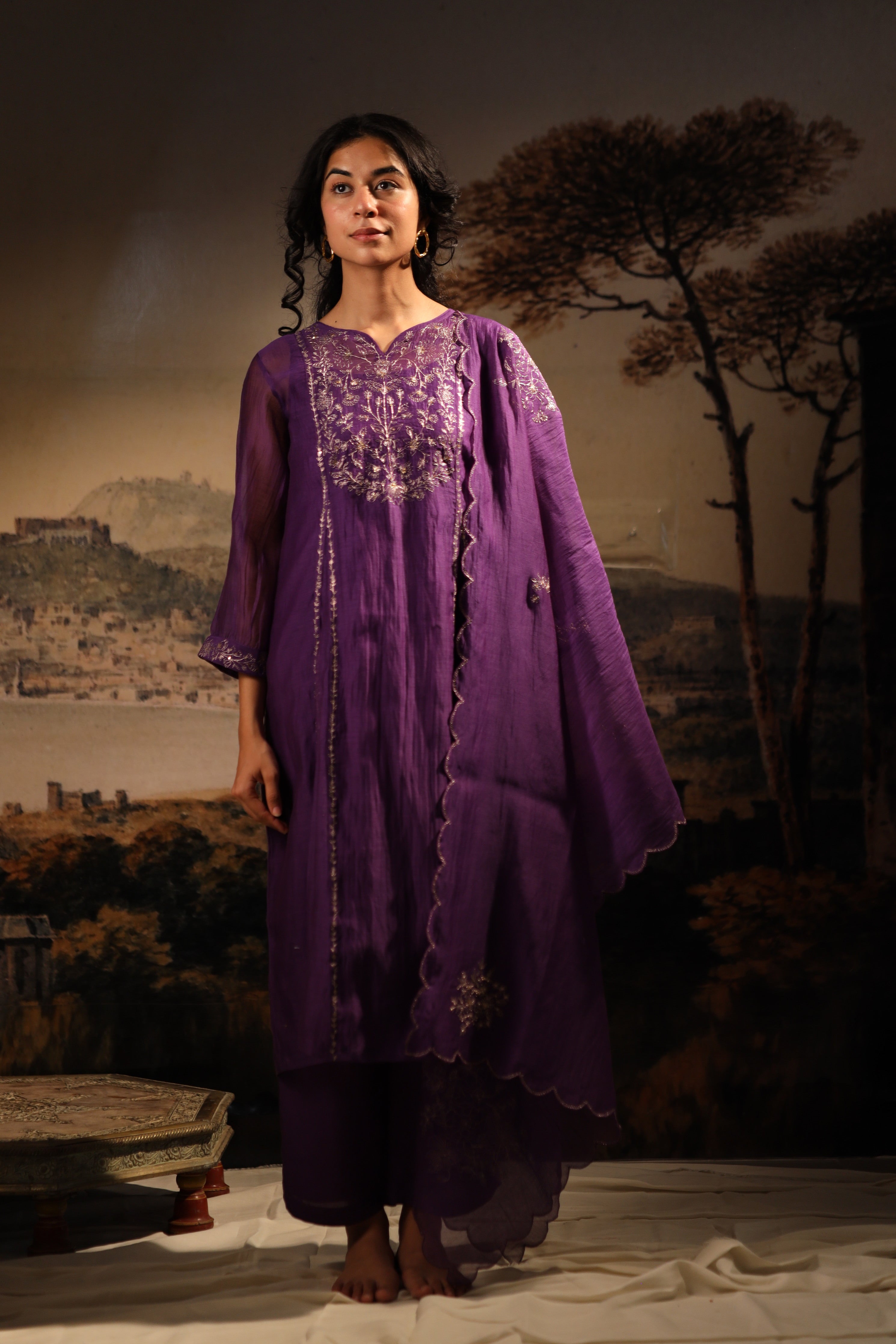 Purple Midnight Kurta set with dupatta