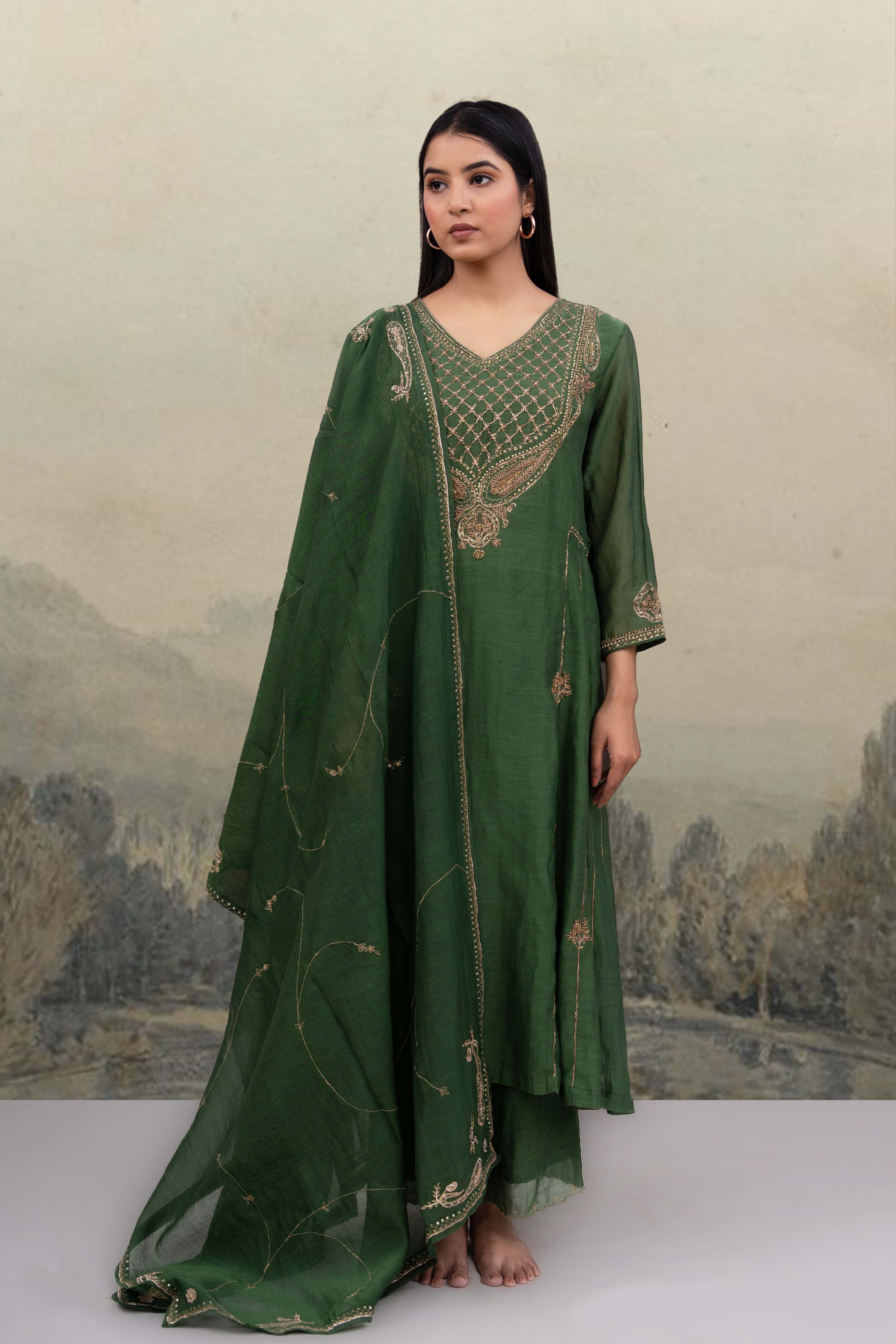 Green ambiya Dress set