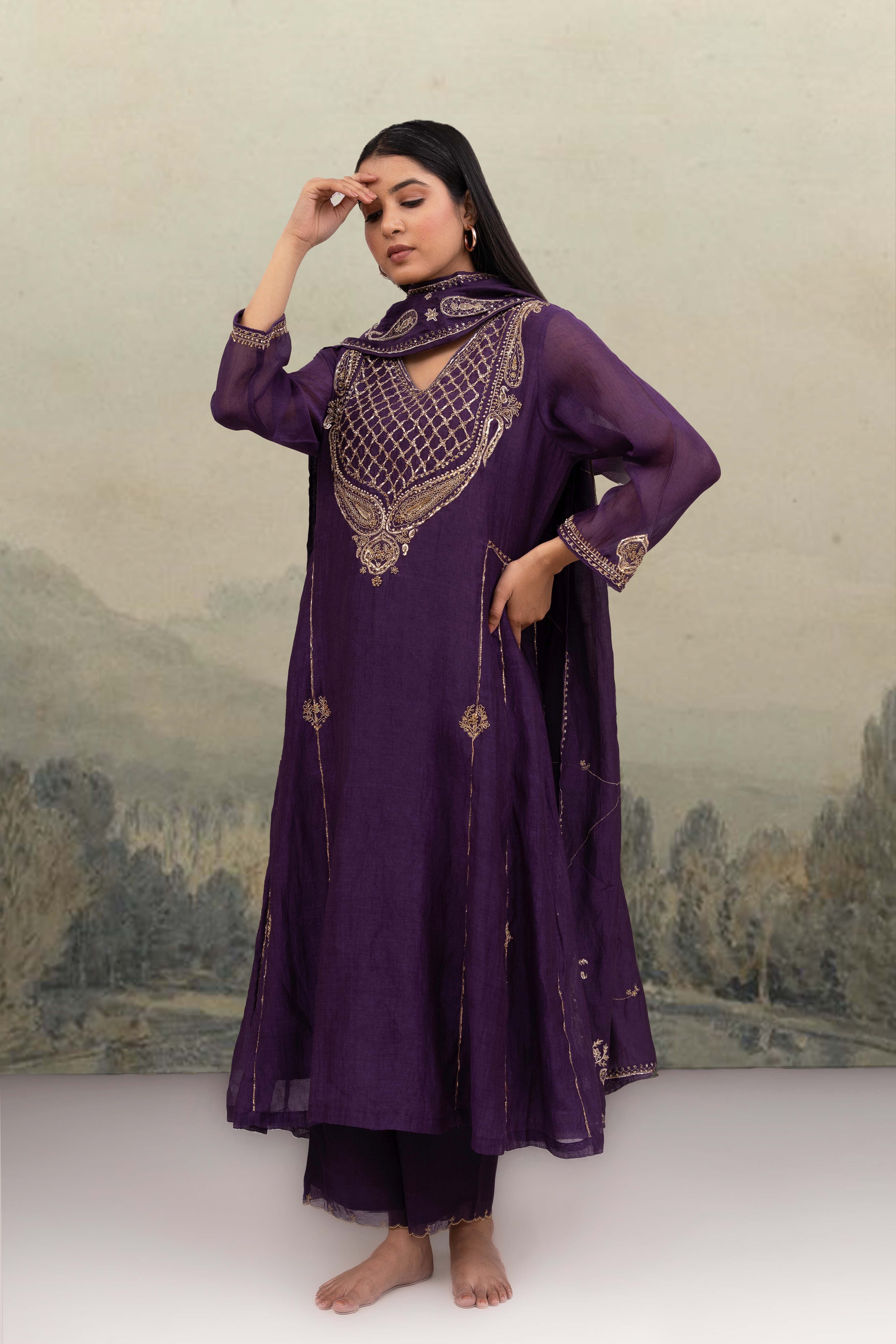Purple ambiya suit set