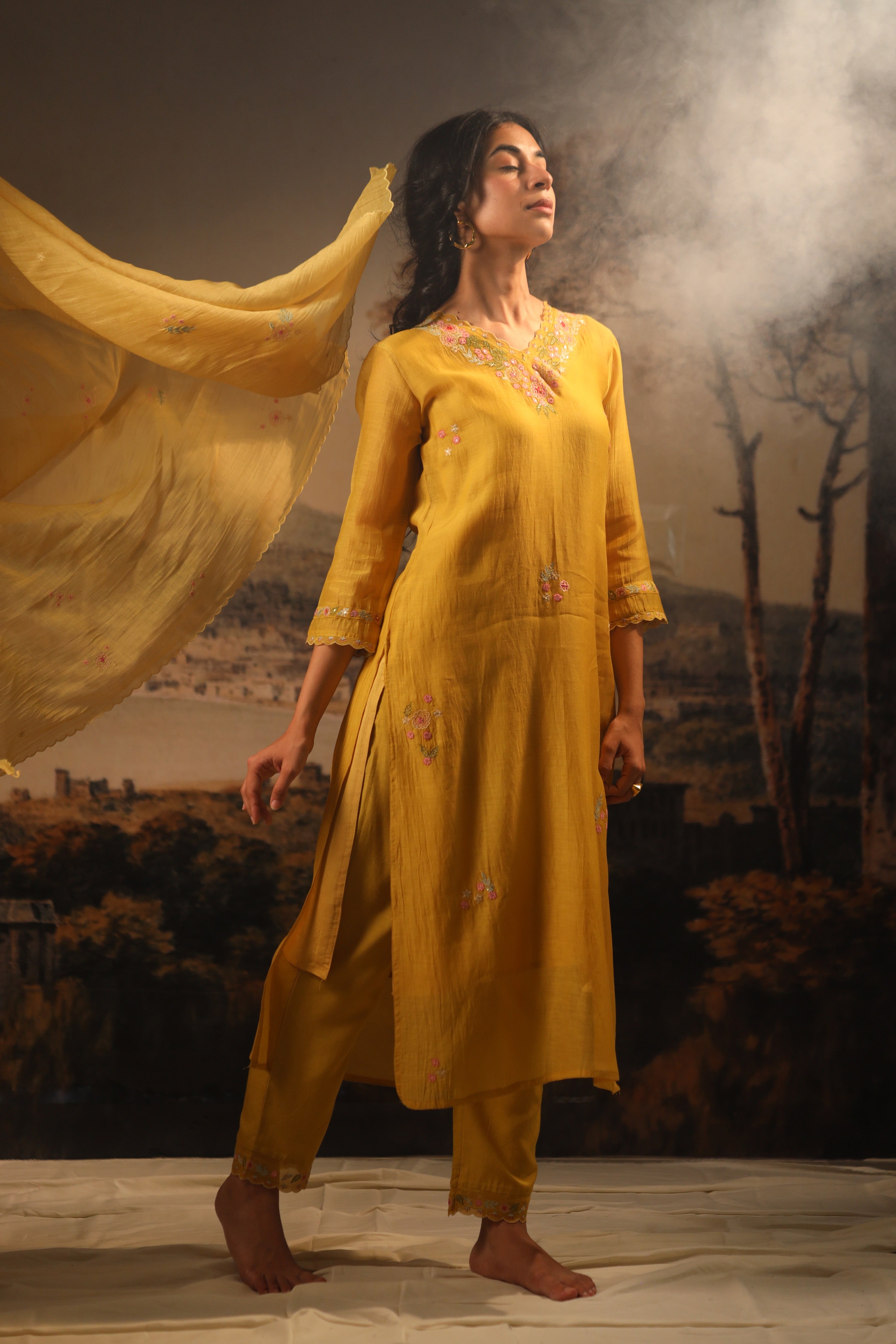 Mustard yellow Miniature dupatta