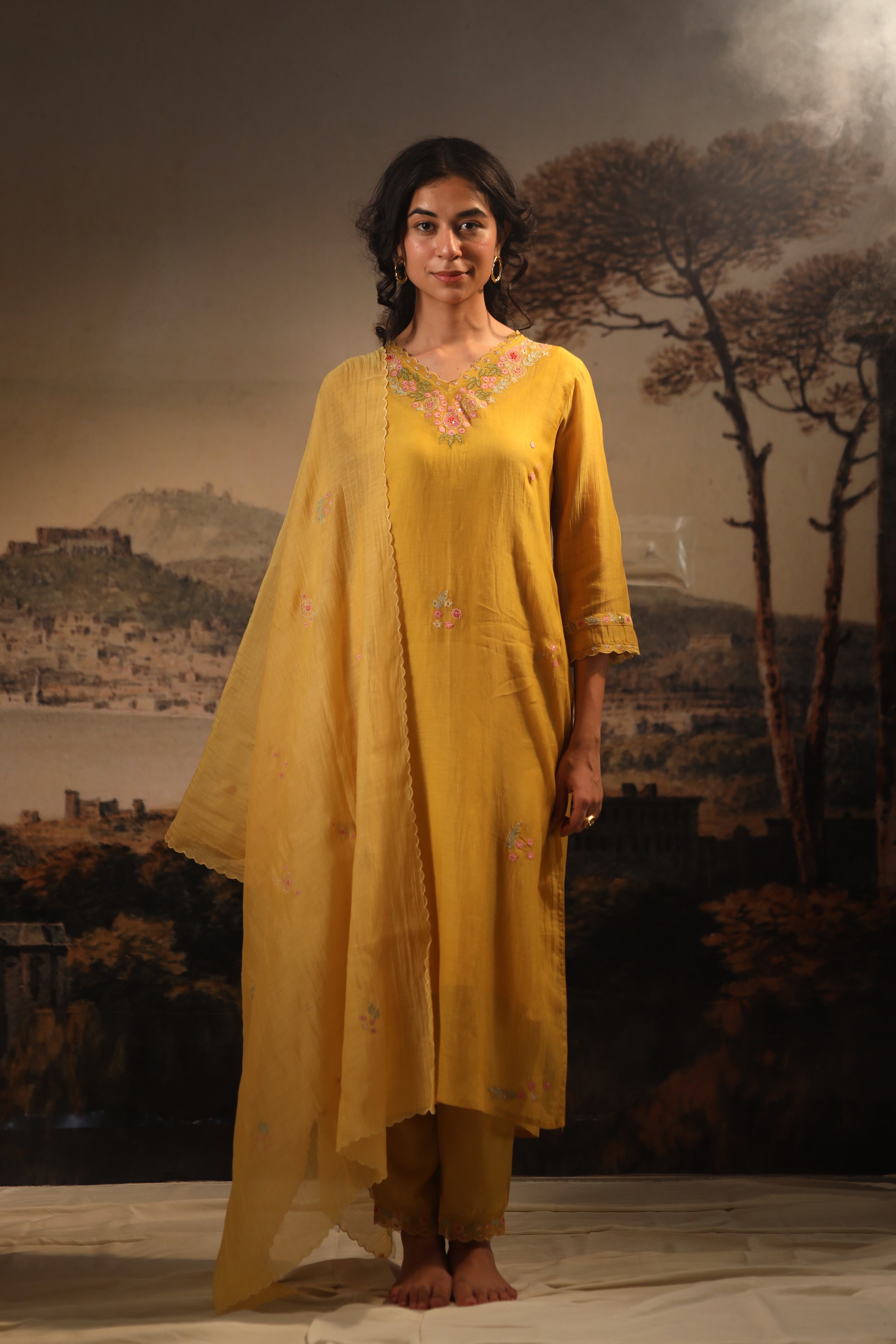 Mustard yellow Miniature dupatta