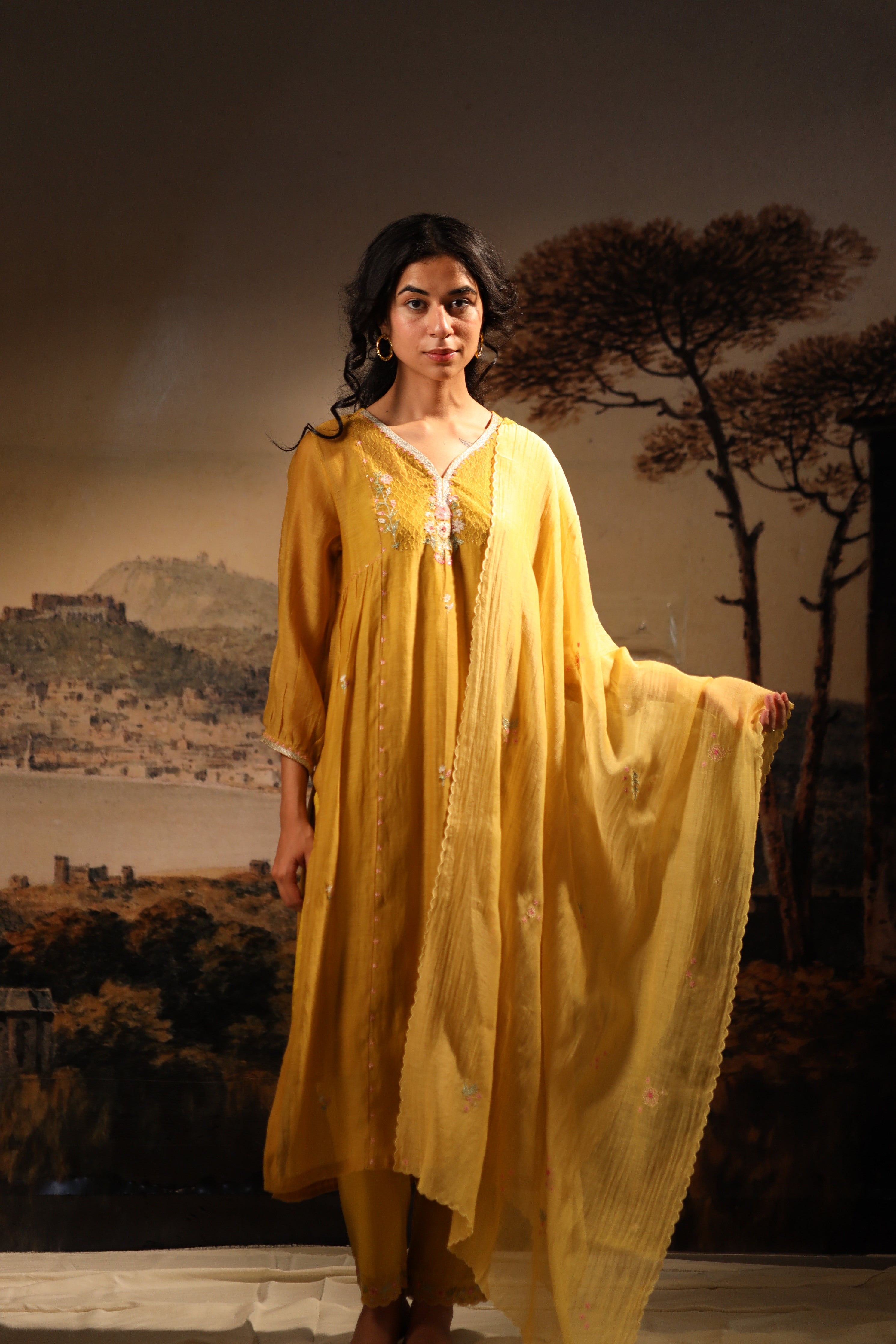 Mustard yellow Miniature dupatta