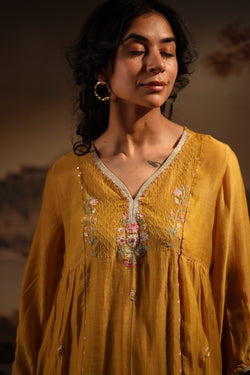 Mustard juhi yoke Kurta set