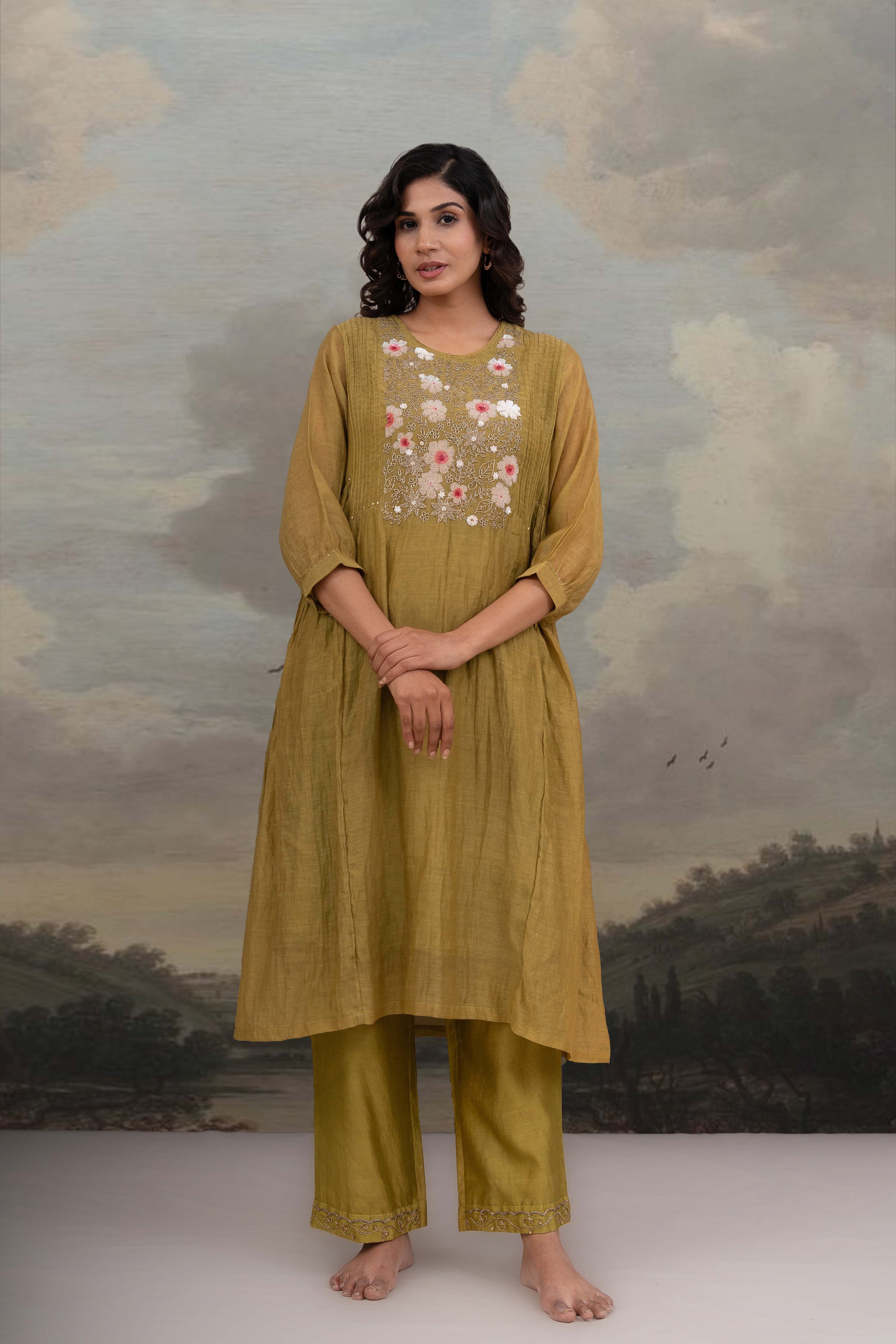 MEHENDI GREEN SEQUENCE KURTA SET