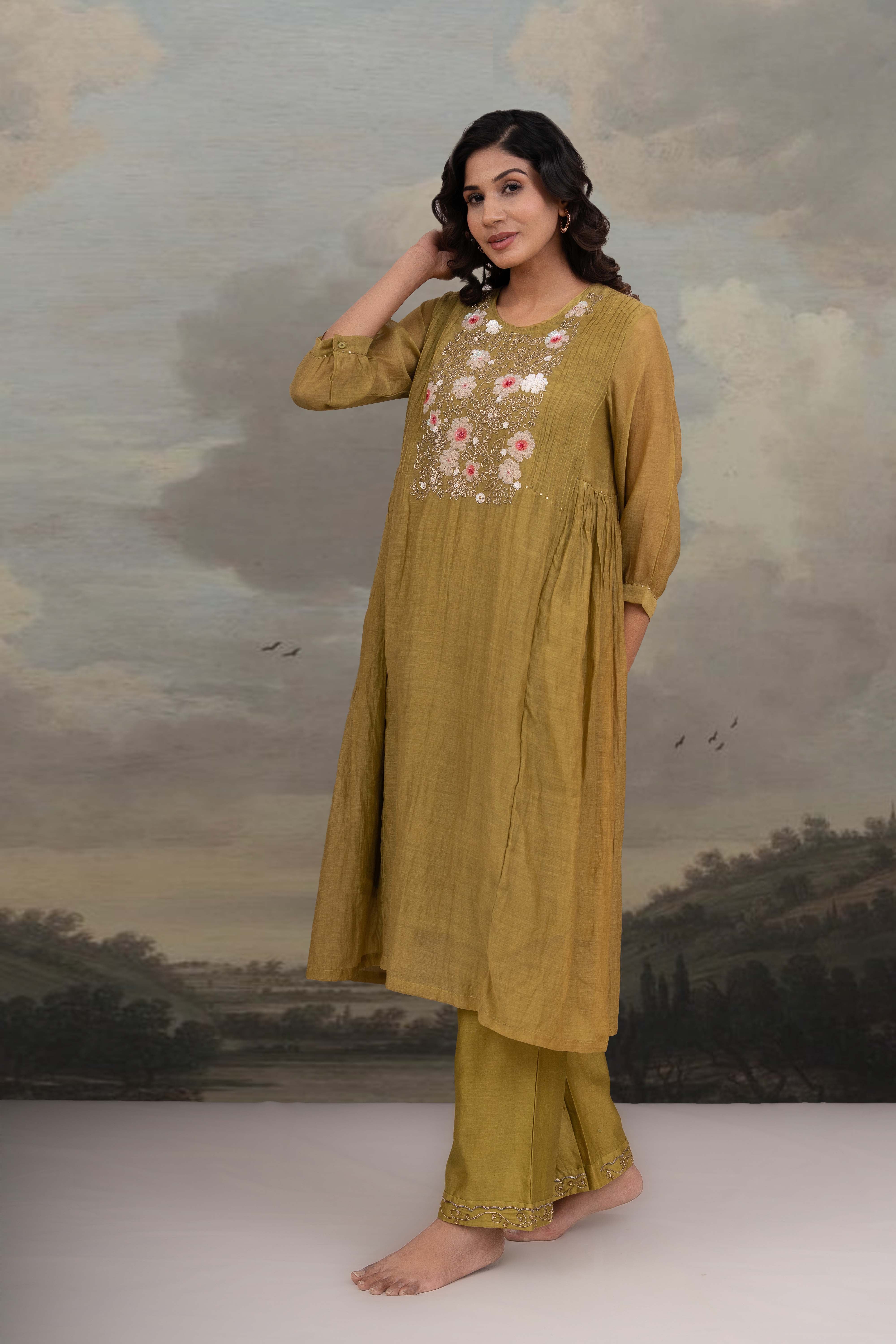 MEHENDI GREEN SEQUENCE KURTA SET