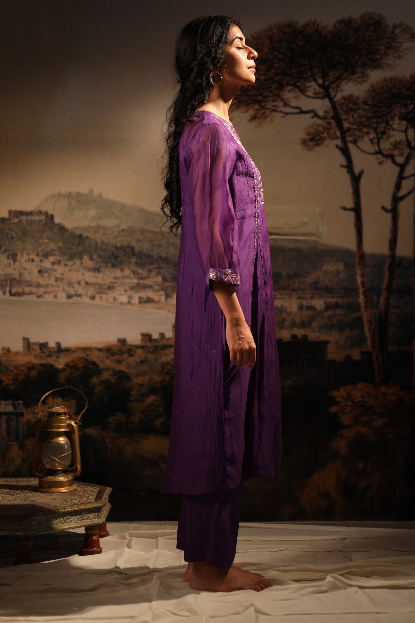 Purple Midnight Kurta set with dupatta