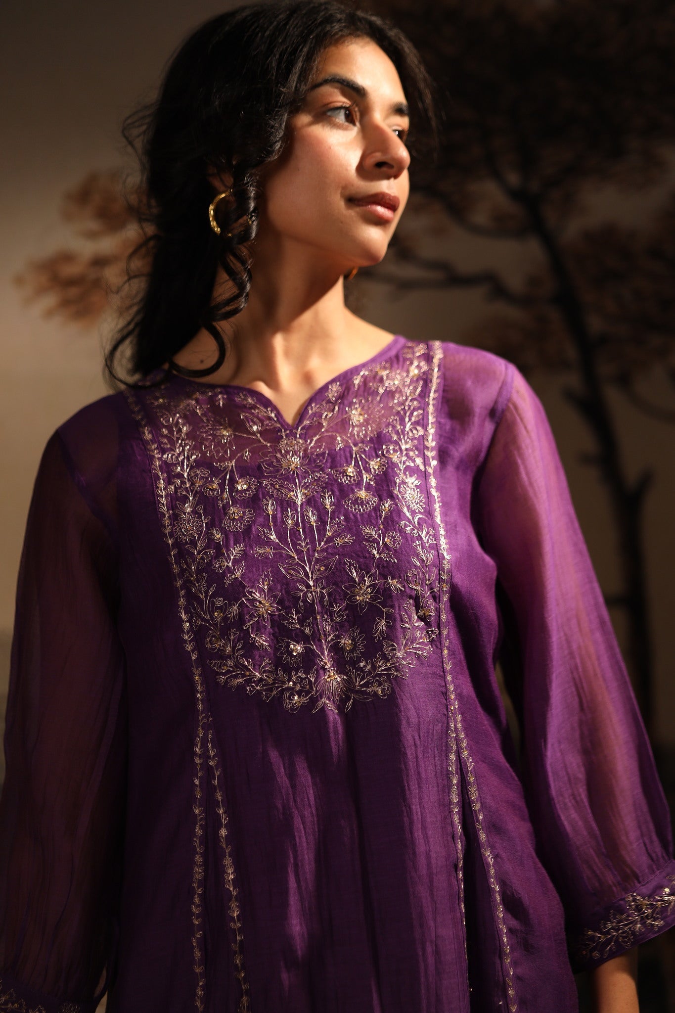 Purple Midnight Kurta set with dupatta