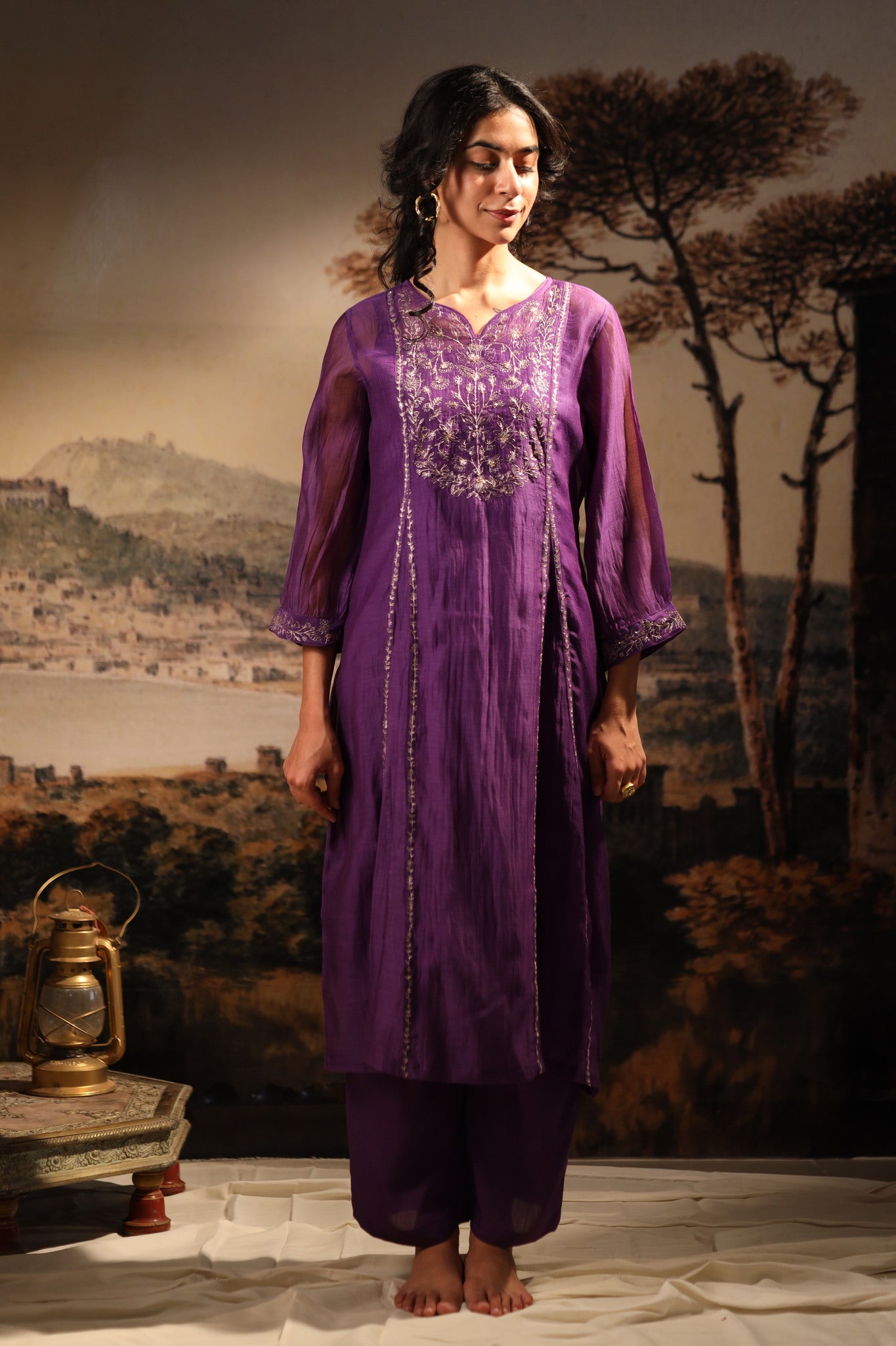 Purple Midnight Kurta set with dupatta