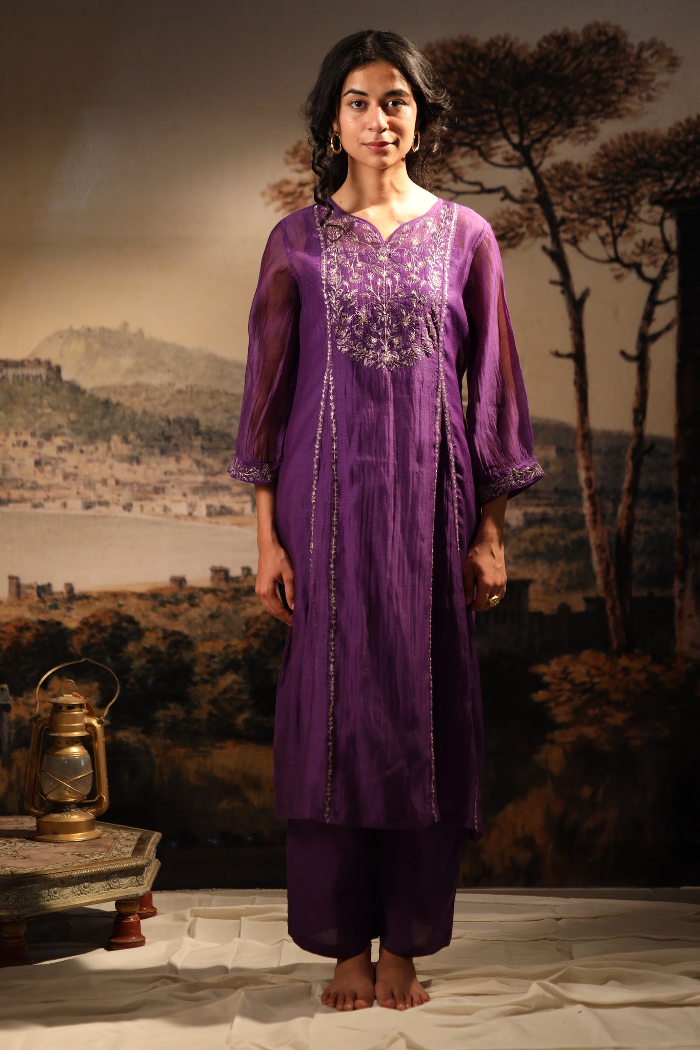 Purple Midnight Kurta set with dupatta