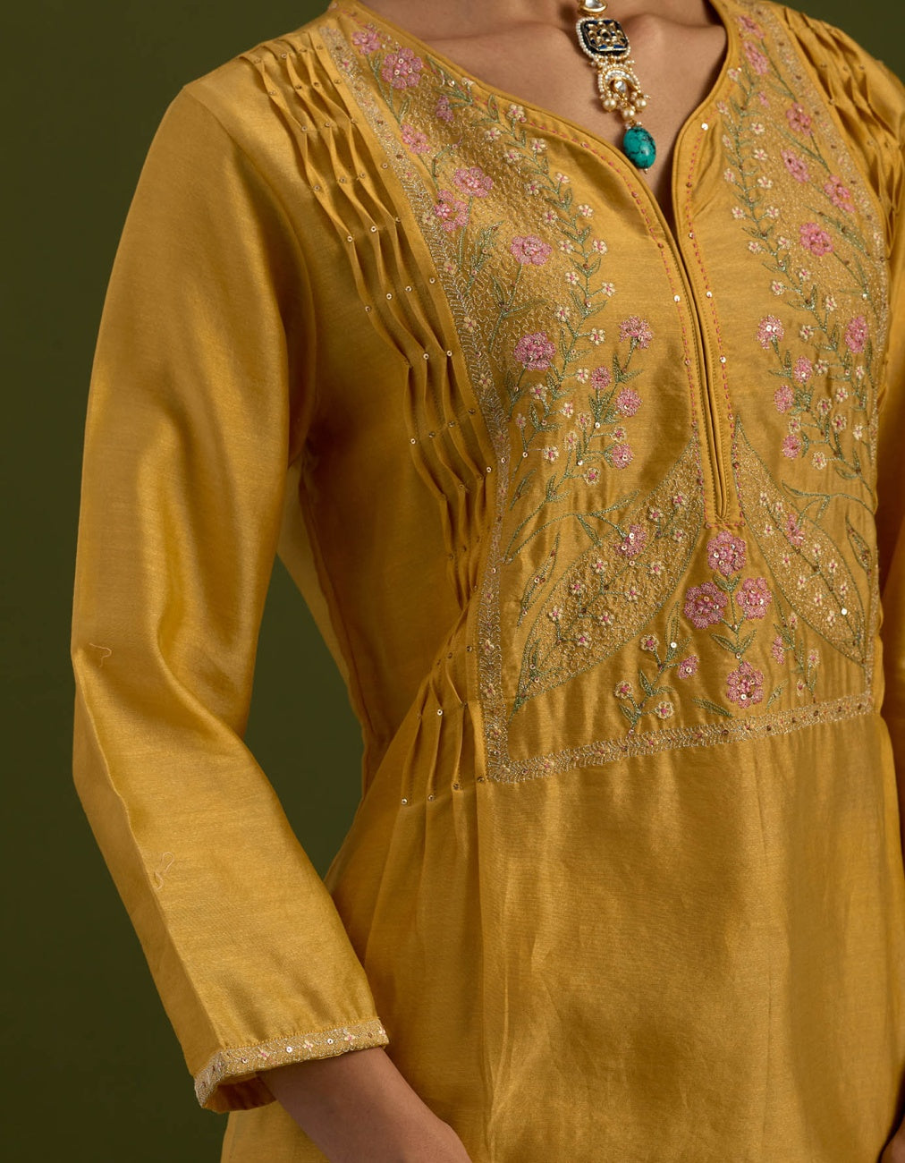 Mustard half Lily yoke Suit set