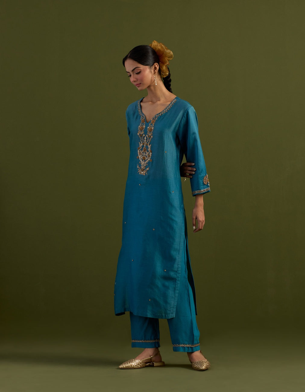 Prussian blue Guldasta heritage Suit  set
