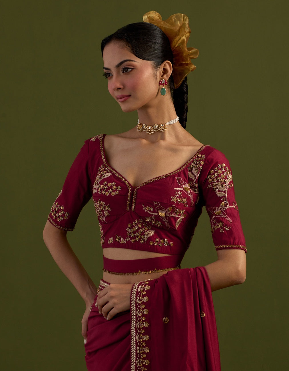 Red Heritage Tatwa saree