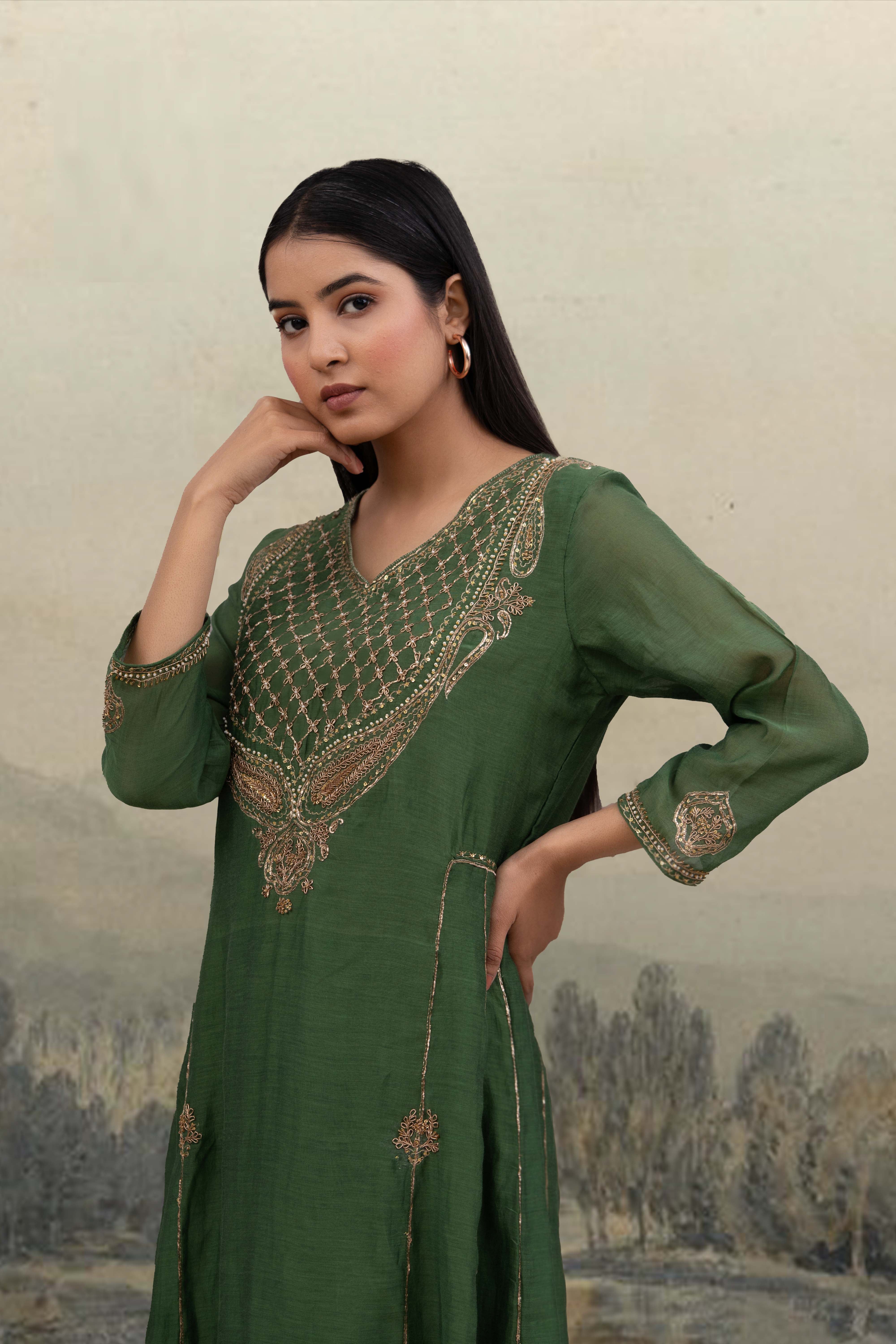 Green ambiya Dress set