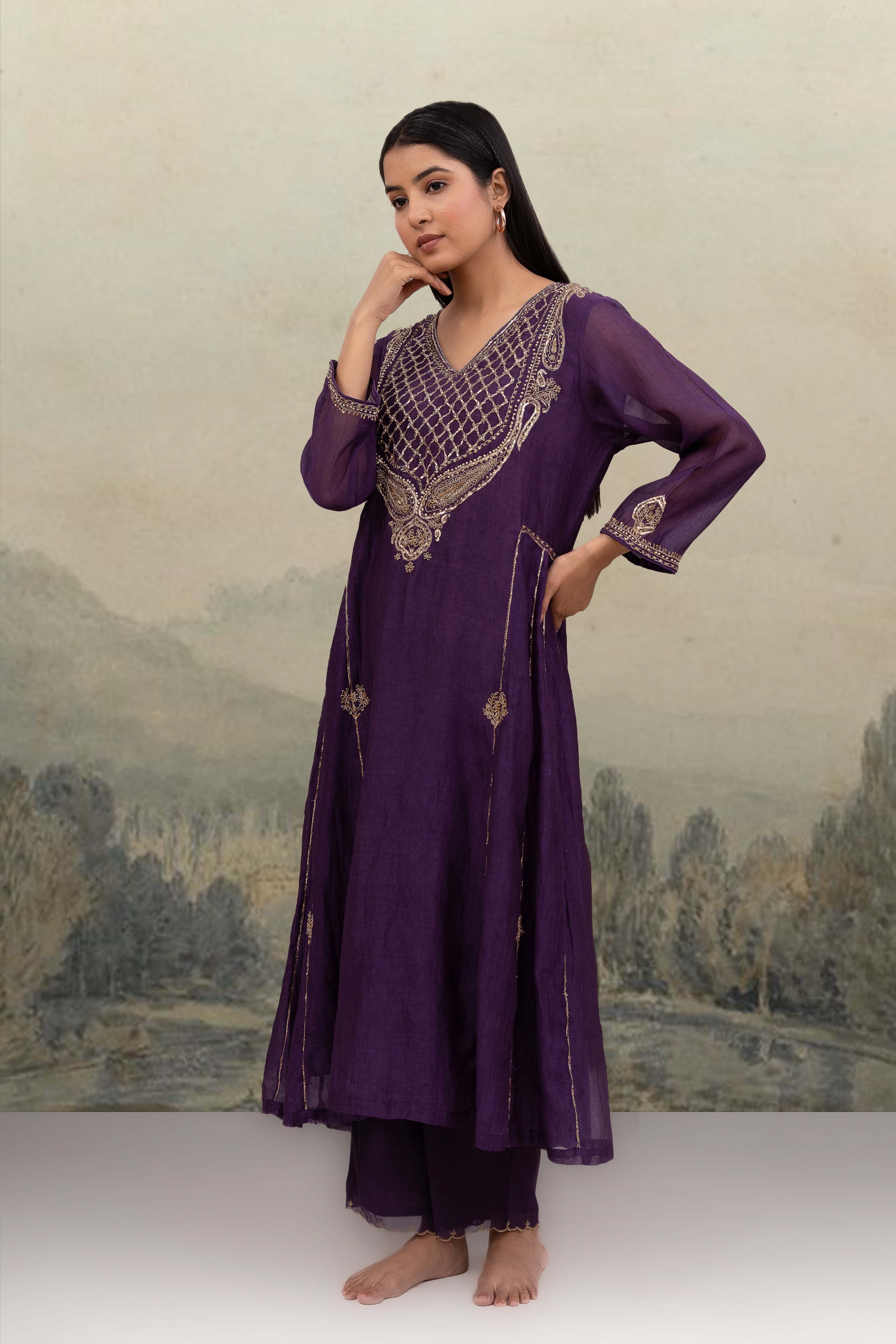 Purple ambiya suit set