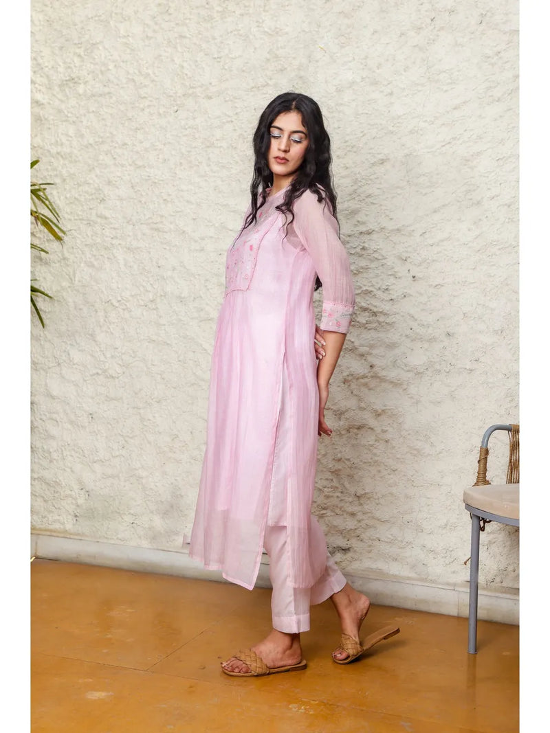 Blush Pink marine life Kurta set