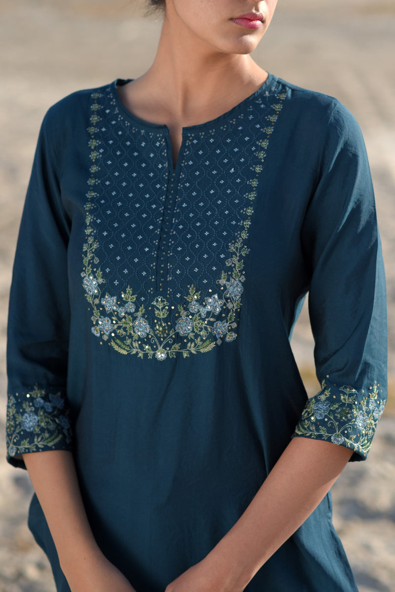 Blue Juhi Yoke kurta set