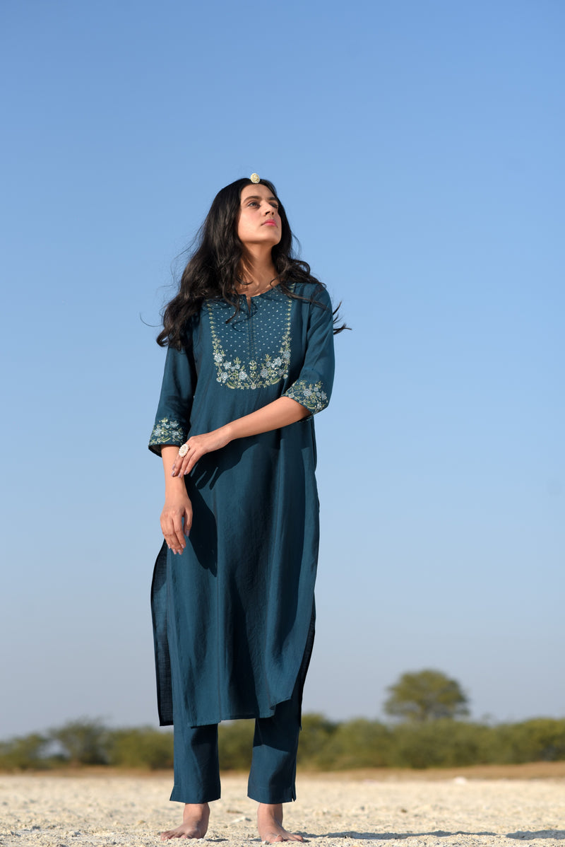 Blue Juhi Yoke kurta set