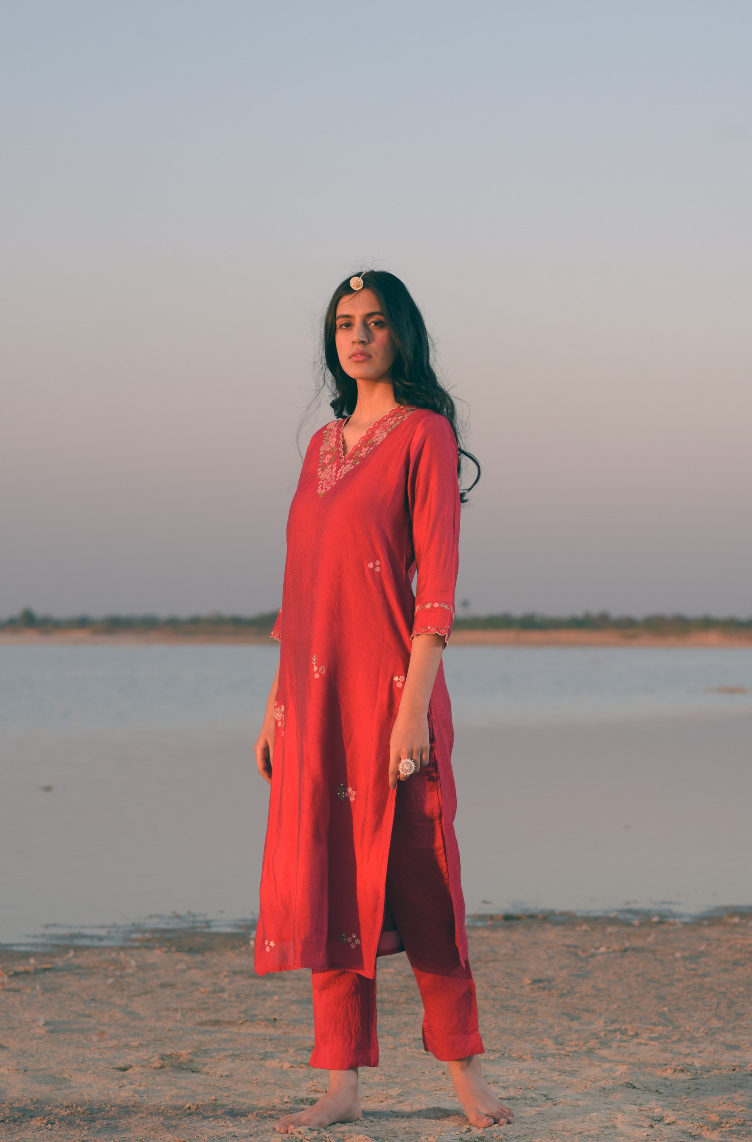 Magenta Pink Rangoon Bail kurta set