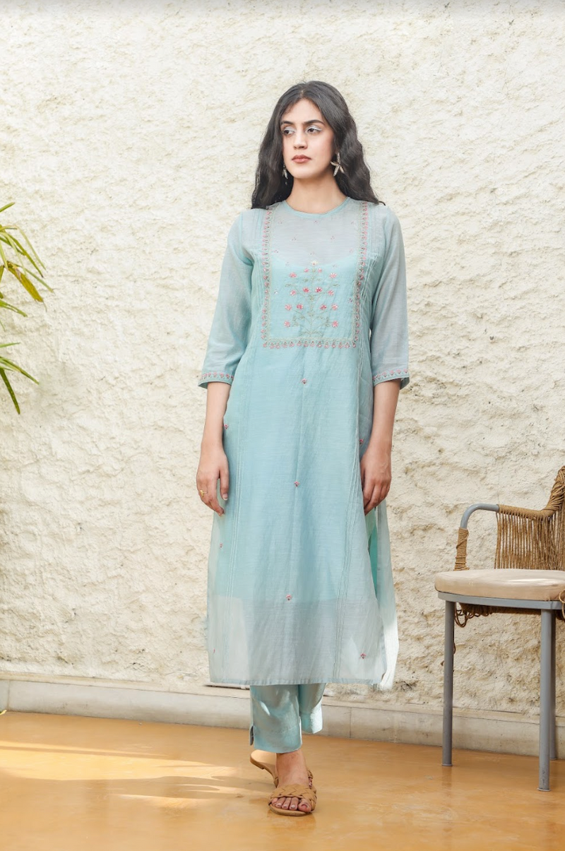 Teal Mughal buta