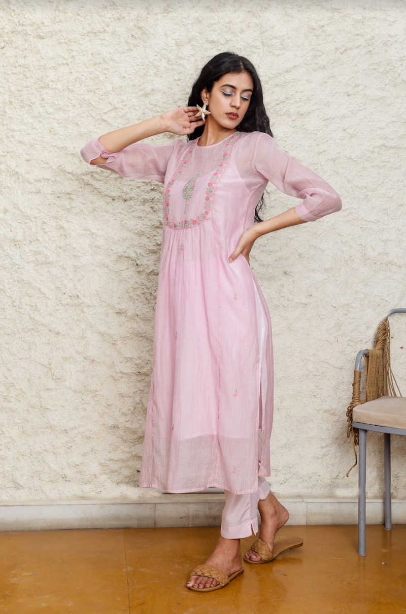 Blush Pink cyprus Kurta set