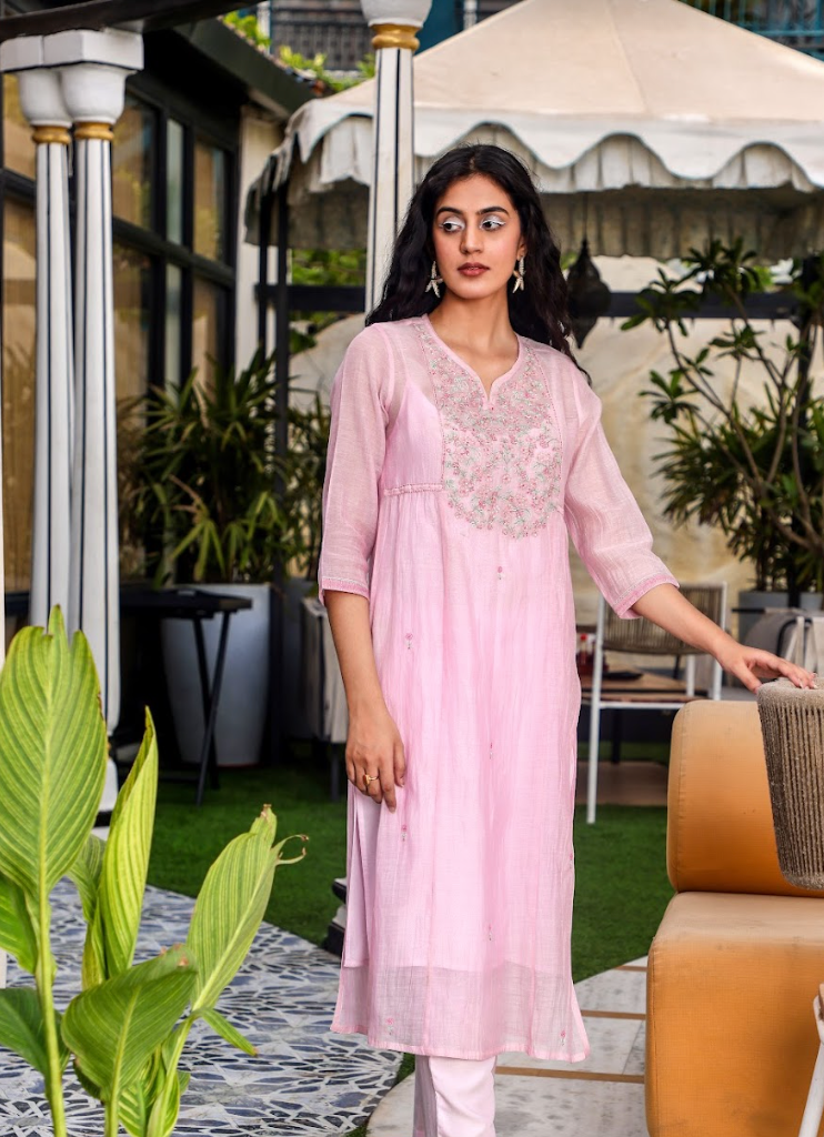 Blush Pink yoke jaal