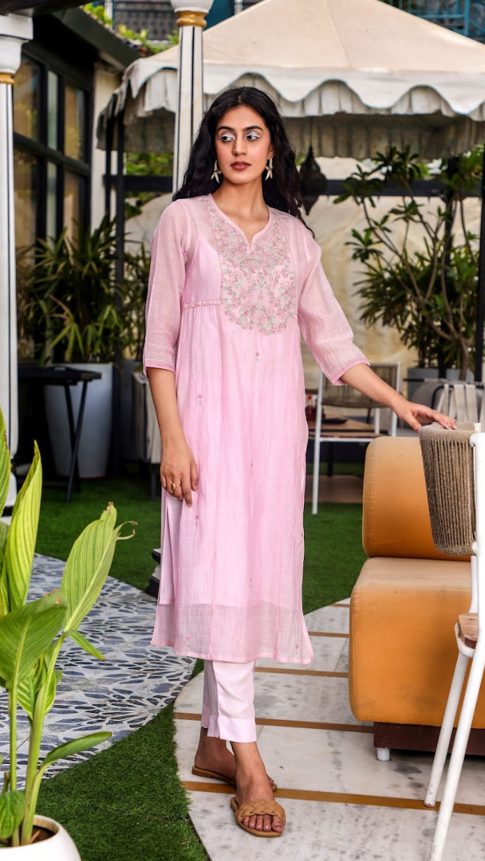 Blush Pink yoke jaal